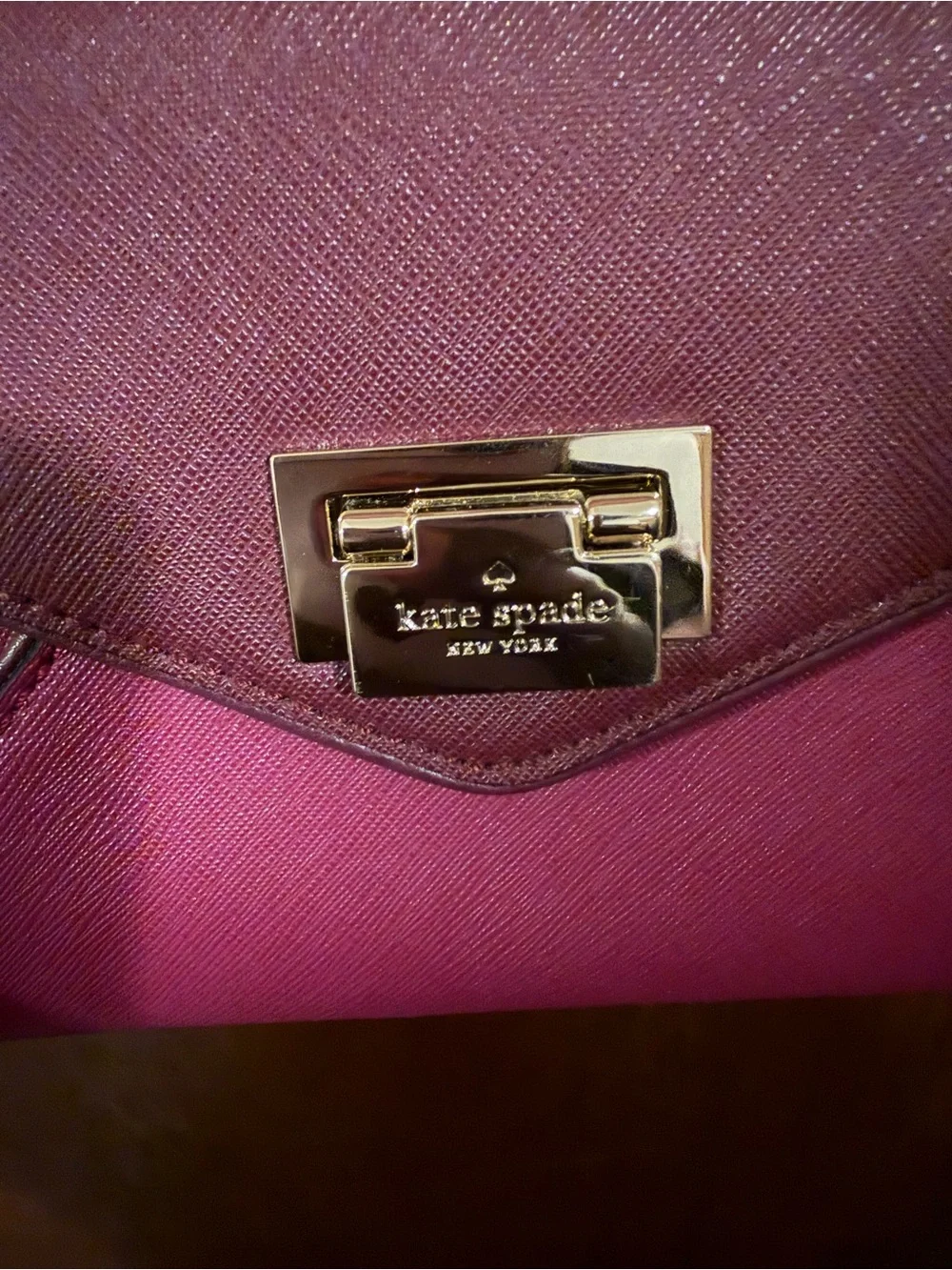 Kate Spade by NY Two-Tone Wine and Pink Crossbody Bag with Turn-Lock Closure